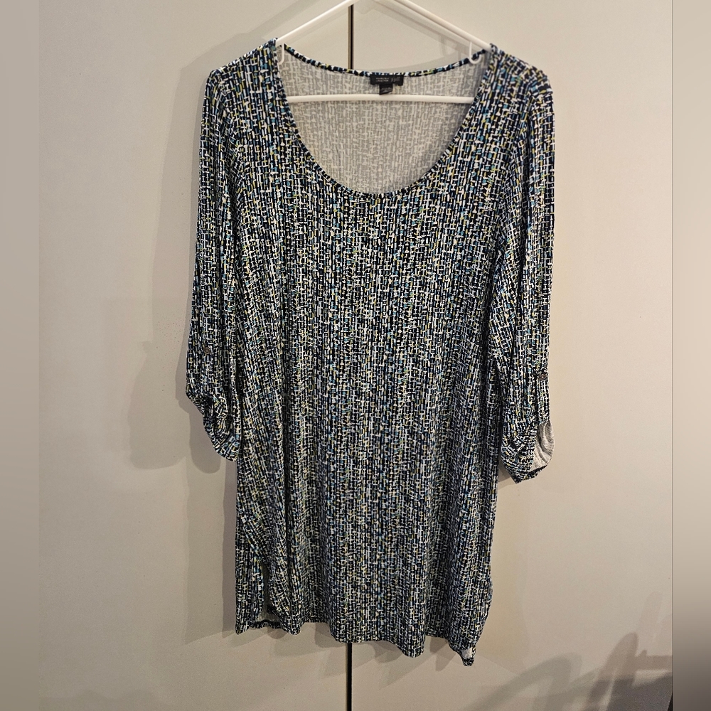 J. Jill Womans Blue/Green Medium Tall Tunic Top